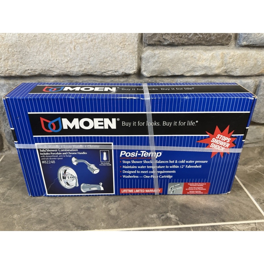 Moen Monticello 82248 Posi-Temp Tub & Shower Faucet Combo Polished Chrome New